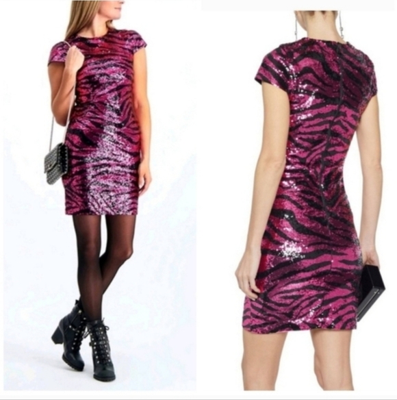 Alice + Olivia nat tiger print sequin mini dress Size 12 NWOT $695 - Picture 4 of 15
